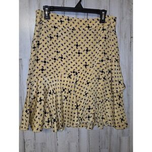 EUC Jana Kos size 10 Flare Knee Flounce Skirt A-line 100% Silk